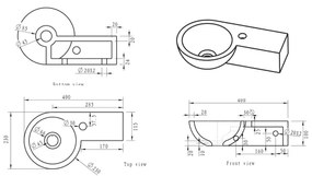 Sapho - Rohové závesné umývadlo BLOK 40x23 cm pravé/antracit