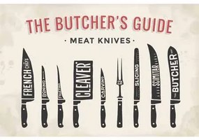 Ceduľa The Butchers Guide - Meat Knives  big