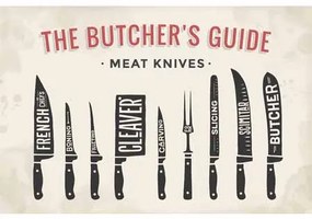 Ceduľa The Butchers Guide - Meat Knives