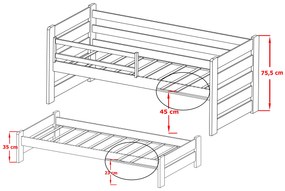 Detská posteľ 80 x 180 cm SIMO (s roštom a úl. priestorom) (borovica). Vlastná spoľahlivá doprava až k Vám domov. 1012996