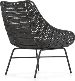 Čierne ručne pletené vonkajšie kreslo Kave Home Abeli