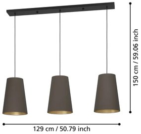 Eglo 390196 - Luster na lanku PETROSA 3xE27/40W/230V hnedá