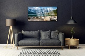 Obraz na akrylátovom skle Hora jazero príroda 100x50 cm