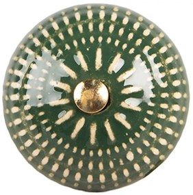 Zelená keramická knopka s dekorom - Ø 4*3 cm / S3 cm