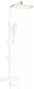 Mexen - CQ49 sprchový set s termostatickou batériou Cube, biela- zlatá,779104995-25