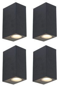 Sada 4 ks moderných nástenných svietidiel čierne IP44 - Baleno II