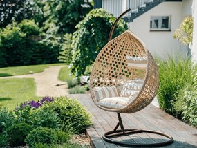 Svetlohnedé závesné kreslo TROPIKAL so stojanom