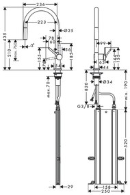 Hansgrohe M54, drezová batéria Talis s výsuvnou koncovkou, sBox, vzhľad nehrdzavejúcej ocele 72803800