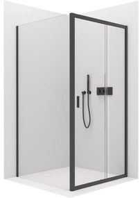 CERANO - Sprchovací kút Varone LINE L/P - čierna matná, transparentné sklo - 100x80 cm - posuvný, CER-CER-DY505B-90102