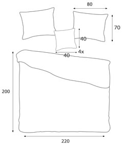BAMBUSOVÉ OBLIEČKY STRIPE STONE 200X220 CM, 2KS 70X80 CM, 4 KS 40X40 CM SIVÉ