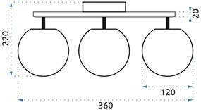 Toolight - Stropná kovová lampa GLAMOUR 3xE27 60W APP672-3C, chrómová, OSW-05642
