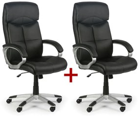 Kožené kancelárske kreslo FOSTER 1+1 ZADARMO, čierna