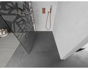 Mexen Kioto, sprchová zástena Walk-In 90 x 200 cm, 8mm číre sklo biely vzor, medený matný profil, 800-090-101-65-85
