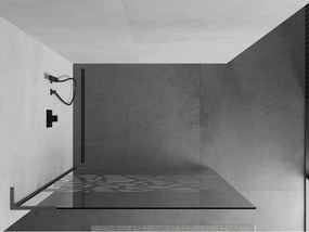 Mexen Kioto L, sprchová zástena Walk-In 100 x 200 cm, 8mm číre sklo biely vzor, grafitový profil, 800-100-103-95-85