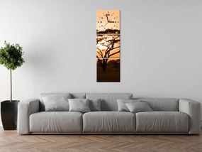 Gario Obraz s hodinami Nádherná africká krajina - 3 dielny Rozmery: 80 x 40 cm