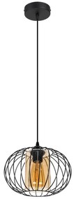 HEXE Luster na lanku CORRINI 1xE27/60W/230V pr. 25 cm čierna/béžová HX0190