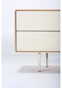 TV stolík z dubového dreva v bielo-prírodnej farbe 150x64 cm Fina – Gazzda