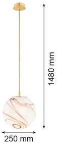 Argon 8447 - Luster na lanku ALMIROS 1xE27/15W/230V pr. 25 cm alabaster zlatá