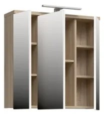 Nástenná kúpeľňová skrinka so zrkadlom VENOM biela/dub sonoma