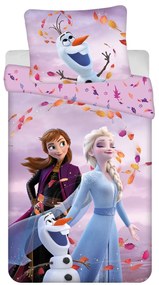 Detské obliečky Frozen 140×200 + 70×90 cm – 100 % bavlna, Disney licencia, Elsa, Anna a Olaf