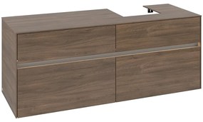 VILLEROY &amp; BOCH Collaro závesná skrinka pod umývadlo na dosku (umývadlo vpravo), 4 zásuvky, s LED osvetlením, 1400 x 500 x 548 mm, Arizona Oak, C102B0VH