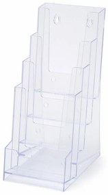 Stojanček na letáky formátu DL (pre 22 × 9,9 cm), 4 priehradky, číra