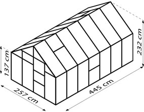 Skleník Vitavia Meridian 1 11500 polykarbonát 6 mm 257x445 cm hliník