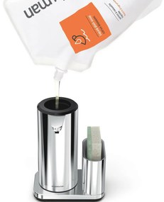 Simplehuman bezdotykový dávkovač s držiakom našpongiu 414 ml, leštená nehrdzavejúca oceľ