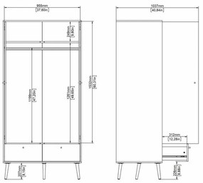 Biela šatníková skriňa 99x200 cm Bodo – Tvilum