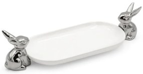 Dekoratívny podnos EASTER 158 biely / strieborný