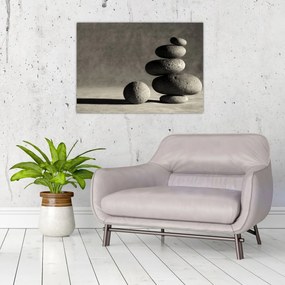 Sklenený obraz - Šedé kamene (70x50 cm)