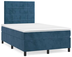 Boxspring posteľ s matracom, tmavomodrá 120x190 cm, zamat 3269999