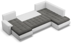 Sedacia súprava FORESTA v tvare U, pravá tmavosivá / biela