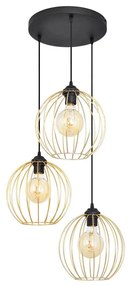 Luster na lanku MERCURE 3xE27/15W/230V zlatá/čierna