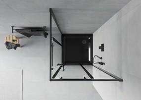 Mexen Rio štvorcová sprchová kabína 80 x 80 cm, transparentná, čierna + vanička Flat, čierna - 860-080-080-70-00-4070B
