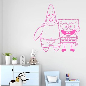 Veselá Stena Samolepka SpongeBob a Patrick Farba: růžová, Veľkosť: 100 x 102 cm
