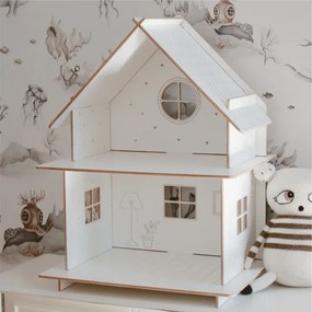 Detský drevený domček pre bábiky biely