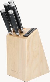 Stojan na nože z brezového dreva's kuchynskými nožmi KitchenAid, 6 ks