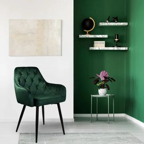 Jedálenská stolička ATLANTA zamatová, tmavozelená