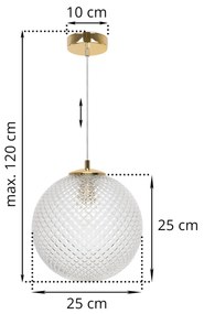 Závesne svietidlo Cannes, 1x číre sklenené tienidlo (fi 25 cm), G