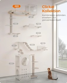 Feandrea Clickat nástenná polica, mostík pre mačky, nábytok na lezenie, hnedá farba