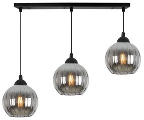 Závesné svietidlo Costa, 3x grafitové sklenené tienidlo, b