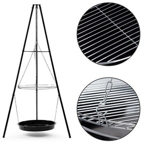 Záhradný gril Záhradný krbový gril s trojnožkovým roštom