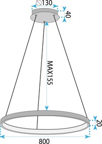 Toolight Toolight, LED závesné osvetlenie 80cm LHJ012-CP, čierna matná, OSW-50045