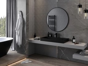 Mexen Loft, okrúhle kúpeľňové zrkadlo 90 cm, farba rámu čierna matná, 9850-090-090-000-70