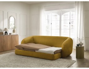 Ženilková rozkladacia pohovka v horčicovej farbe 228 cm Neyo – Bobochic Paris