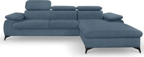 Rohová sedacia súprava Scala, denimovo modrá látka, pravý roh