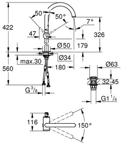 GROHE Atrio - Páková umývadlová batéria, veľkosť XL, Cool Sunrise 32647GL3