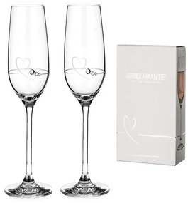 Diamante poháre na šampanské se Swarovski kryštály Petit Heart 150 ml 2KS