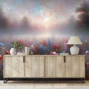 Samolepiaca tapeta jemné kvety v hmlistom opare